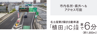 名古屋第2環状自動車道「植田」IC 上社方面 車で6分（約1,900m）